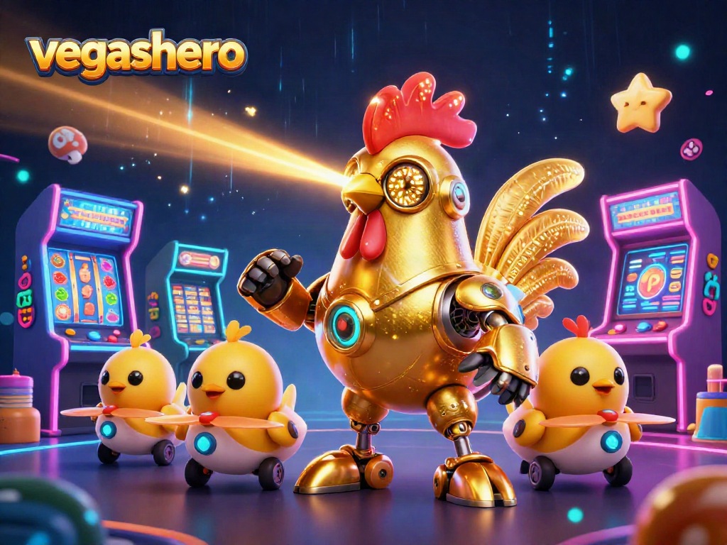 Experience thrilling gaming action at vegashero Casino with engaging retro-futuristic characters.