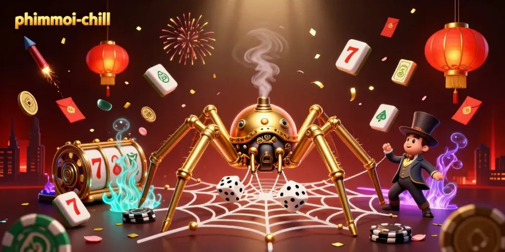 Experience the excitement of phimmoi-chill with a captivating casino-themed 3D illustration.