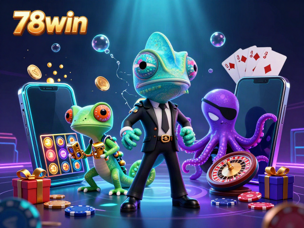 Experience 78win's thrilling casino action with exciting game elements in vibrant colors.