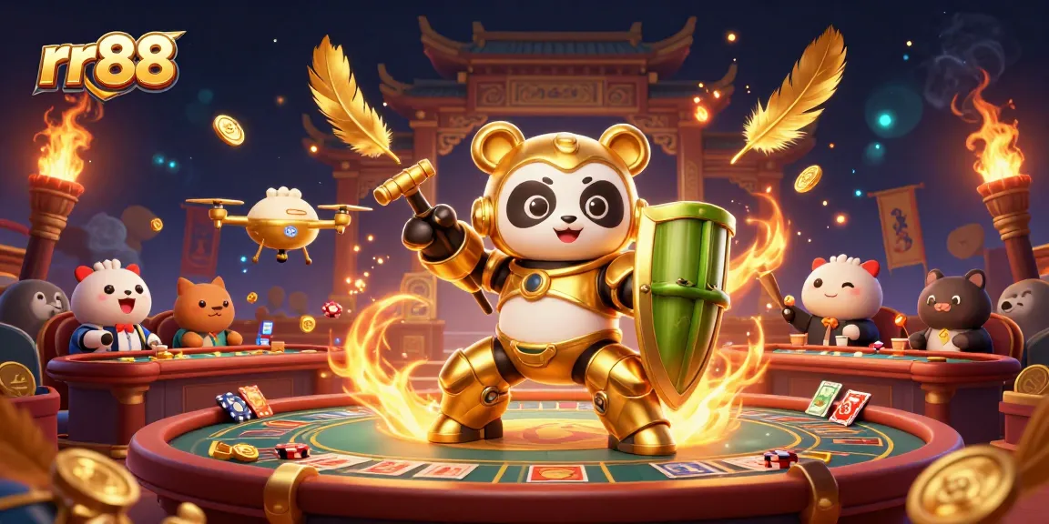 Experience exhilarating gameplay at rr88 with a golden panda piloting thrilling casino adventures.