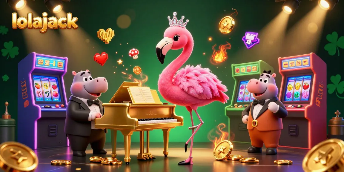 Experience the thrill of lolajack casino with vibrant games and dynamic characters in a 3D cartoon scene.